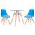 KIT - Mesa de vidro Eames 70 cm + 2 cadeiras Eiffel DSW Azul-céu
