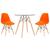 KIT - Mesa de vidro Eames 70 cm + 2 cadeiras Eiffel DSW Laranja