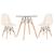 KIT - Mesa de vidro Eames 70 cm + 2 cadeiras estofadas Eiffel Botonê Creme