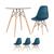 KIT - Mesa de vidro Eames 70 cm + 3 cadeiras Eiffel DSW Azul, Petróleo