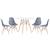 KIT - Mesa Eames 100 cm + 4 cadeiras Eames Eiffel DSW Mesa branco com cadeiras cinza escuro