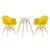 KIT - Mesa Eames 70 cm + 2 cadeiras Eiffel DAW com braços Mesa branco com cadeiras amarelo