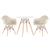 KIT - Mesa Eames 70 cm + 2 cadeiras Eiffel DAW com braços Mesa branco com cadeiras bege