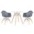 KIT - Mesa Eames 70 cm + 2 cadeiras Eiffel DAW com braços Mesa branco com cadeiras cinza escuro