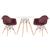 KIT - Mesa Eames 70 cm + 2 cadeiras Eiffel DAW com braços Mesa branco com cadeiras marrom