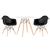 KIT - Mesa Eames 70 cm + 2 cadeiras Eiffel DAW com braços Mesa branco com cadeiras preto