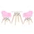 KIT - Mesa Eames 70 cm + 2 cadeiras Eiffel DAW com braços Mesa branco com cadeiras rosa