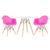KIT - Mesa Eames 70 cm + 2 cadeiras Eiffel DAW com braços Mesa branco com cadeiras rosa pink
