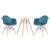 KIT - Mesa Eames 70 cm + 2 cadeiras Eiffel DAW com braços Mesa branco com cadeiras turquesa