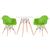 KIT - Mesa Eames 70 cm + 2 cadeiras Eiffel DAW com braços Mesa branco com cadeiras verde claro