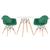 KIT - Mesa Eames 70 cm + 2 cadeiras Eiffel DAW com braços Mesa branco com cadeiras verde escuro