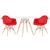 KIT - Mesa Eames 70 cm + 2 cadeiras Eiffel DAW com braços Mesa branco com cadeiras vermelho