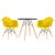 KIT - Mesa Eames 70 cm + 2 cadeiras Eiffel DAW com braços Mesa preto com cadeiras amarelo
