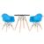 KIT - Mesa Eames 70 cm + 2 cadeiras Eiffel DAW com braços Mesa preto com cadeiras azul céu