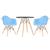 KIT - Mesa Eames 70 cm + 2 cadeiras Eiffel DAW com braços Mesa preto com cadeiras azul claro