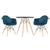 KIT - Mesa Eames 70 cm + 2 cadeiras Eiffel DAW com braços Mesa preto com cadeiras azul petróleo