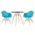 KIT - Mesa Eames 70 cm + 2 cadeiras Eiffel DAW com braços Mesa preto com cadeiras azul tiffany