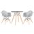 KIT - Mesa Eames 70 cm + 2 cadeiras Eiffel DAW com braços Mesa preto com cadeiras cinza claro