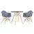 KIT - Mesa Eames 70 cm + 2 cadeiras Eiffel DAW com braços Mesa preto com cadeiras cinza escuro
