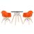 KIT - Mesa Eames 70 cm + 2 cadeiras Eiffel DAW com braços Mesa preto com cadeiras laranja