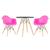 KIT - Mesa Eames 70 cm + 2 cadeiras Eiffel DAW com braços Mesa preto com cadeiras rosa pink
