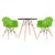 KIT - Mesa Eames 70 cm + 2 cadeiras Eiffel DAW com braços Mesa preto com cadeiras verde claro