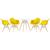KIT - Mesa Eames 70 cm + 4 cadeiras Eiffel DAW com braços Mesa branco com cadeiras amarelo