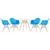 KIT - Mesa Eames 70 cm + 4 cadeiras Eiffel DAW com braços Mesa branco com cadeiras azul céu