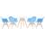 KIT - Mesa Eames 70 cm + 4 cadeiras Eiffel DAW com braços Mesa branco com cadeiras azul claro