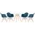 KIT - Mesa Eames 70 cm + 4 cadeiras Eiffel DAW com braços Mesa branco com cadeiras azul petróleo