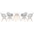 KIT - Mesa Eames 70 cm + 4 cadeiras Eiffel DAW com braços Mesa branco com cadeiras cinza claro