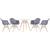 KIT - Mesa Eames 70 cm + 4 cadeiras Eiffel DAW com braços Mesa branco com cadeiras cinza escuro