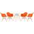 KIT - Mesa Eames 70 cm + 4 cadeiras Eiffel DAW com braços Mesa branco com cadeiras laranja