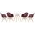 KIT - Mesa Eames 70 cm + 4 cadeiras Eiffel DAW com braços Mesa branco com cadeiras marrom