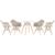 KIT - Mesa Eames 70 cm + 4 cadeiras Eiffel DAW com braços Mesa branco com cadeiras nude
