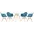 KIT - Mesa Eames 70 cm + 4 cadeiras Eiffel DAW com braços Mesa branco com cadeiras turquesa