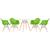 KIT - Mesa Eames 70 cm + 4 cadeiras Eiffel DAW com braços Mesa branco com cadeiras verde claro