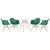 KIT - Mesa Eames 70 cm + 4 cadeiras Eiffel DAW com braços Mesa branco com cadeiras verde escuro