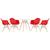 KIT - Mesa Eames 70 cm + 4 cadeiras Eiffel DAW com braços Mesa branco com cadeiras vermelho