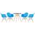 KIT - Mesa Eames 70 cm + 4 cadeiras Eiffel DAW com braços Mesa preto com cadeiras azul céu