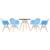 KIT - Mesa Eames 70 cm + 4 cadeiras Eiffel DAW com braços Mesa preto com cadeiras azul claro