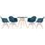 KIT - Mesa Eames 70 cm + 4 cadeiras Eiffel DAW com braços Mesa preto com cadeiras azul petróleo