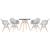 KIT - Mesa Eames 70 cm + 4 cadeiras Eiffel DAW com braços Mesa preto com cadeiras cinza claro
