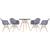 KIT - Mesa Eames 70 cm + 4 cadeiras Eiffel DAW com braços Mesa preto com cadeiras cinza escuro