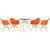 KIT - Mesa Eames 70 cm + 4 cadeiras Eiffel DAW com braços Mesa preto com cadeiras laranja