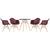 KIT - Mesa Eames 70 cm + 4 cadeiras Eiffel DAW com braços Mesa preto com cadeiras marrom