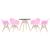 KIT - Mesa Eames 70 cm + 4 cadeiras Eiffel DAW com braços Mesa preto com cadeiras rosa