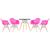 KIT - Mesa Eames 70 cm + 4 cadeiras Eiffel DAW com braços Mesa preto com cadeiras rosa pink