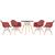 KIT - Mesa Eames 70 cm + 4 cadeiras Eiffel DAW com braços Mesa preto com cadeiras terracota