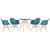 KIT - Mesa Eames 70 cm + 4 cadeiras Eiffel DAW com braços Mesa preto com cadeiras turquesa